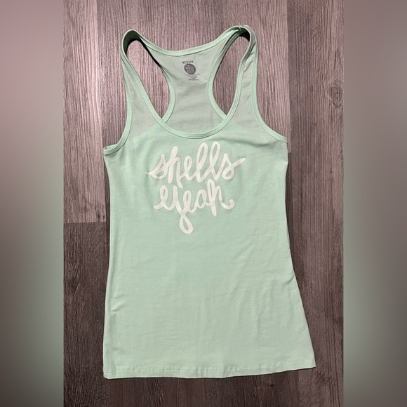 the Printed Palette Mint “shells yeah” Racerback Tank - Sz Women’s Medium - Picture 3 of 8